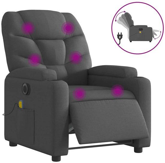 vidaXL Massagestoel elektrisch verstelbaar stof donkergrijs