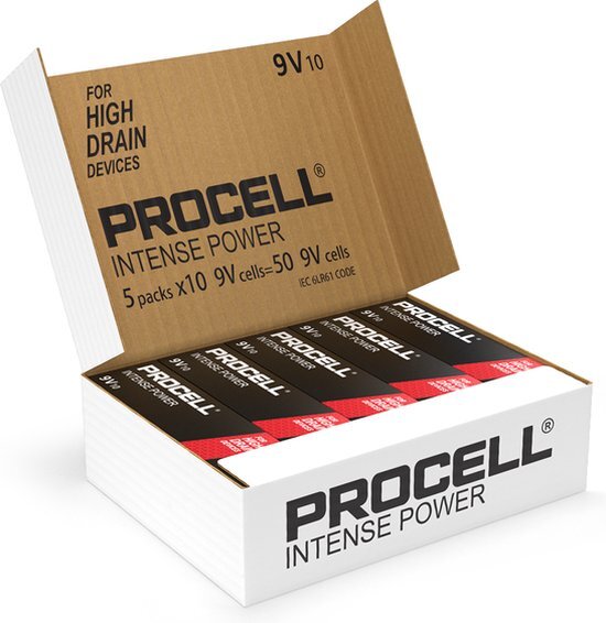 Procell Intense Alkaline 9V / 6LR61 - 50 stuks -