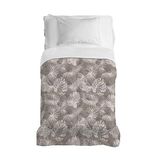 PENSIERI DELICATI Sprei 170 x 280 cm, eenpersoonsbed, 100% piqué-katoen, patroon tropical, beige, 100% Made in Italy