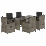 vidaXL 7-delige tuinset met kussens, grijs, polyrotan