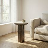 Wohnling Bijzettafel metaal marmer wit 36 cm