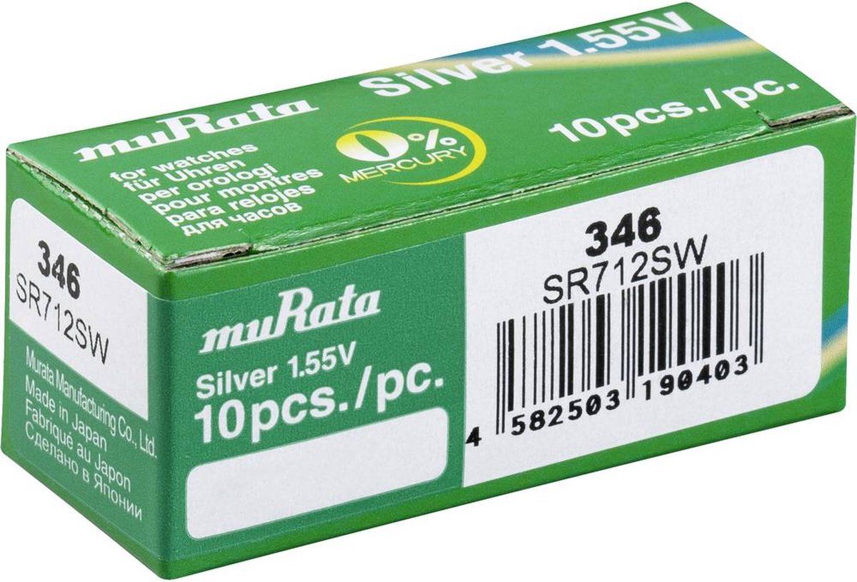MURATA SR712SW-PBWW Button cell 346 Silver oxide 9.5 mAh 1.55 V 2 stuks