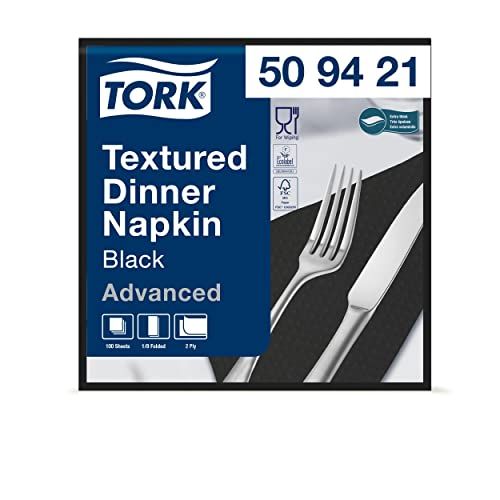 Tork Textured Dinnerservet Zwart, 1/8-vouw 2-laags, 38 x 39 cm, 12 x 100 servetten, 509421