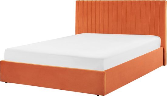 VION - Bed met opbergruimte - Oranje - 160 x 200 cm - Fluweel