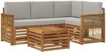 vidaXL Hoek loungeset 4 zitplaatsen Naturel en lichtgrijs Polyester Inclusief tafel