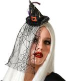 Atosa Halloween heksenhoed - mini hoedje op diadeem - zwart