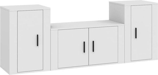 vidaXL 3-delige Tv-meubelset bewerkt hout wit