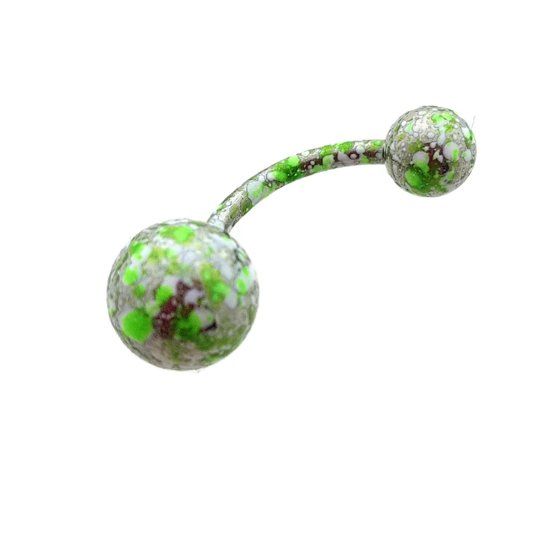 Aramat Jewels Navelpiercing basis - staal wit-groen gespikkeld