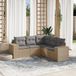Maison Exclusive - Ensemble de jardin pour le jardin, composé de 5 pièces avec coussins, couleur : beige, matériau : polyrotin