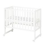 roba Cododo Bed 45 x 90 cm safe asleep 3-in-1 - In hoogte verstelbaar - Complete set met wieg, matras, canvas barrière en remwielen - Wit hout