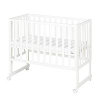 roba Cododo Bed 45 x 90 cm safe asleep 3-in-1 - Réglable en hauteur - Ensemble complet avec berceau, matelas, barrière en toile et roues freinées - Bois blanc