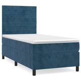 vidaXL Boxspringbed met matras, fluweel, donkerblauw, 120x190 cm