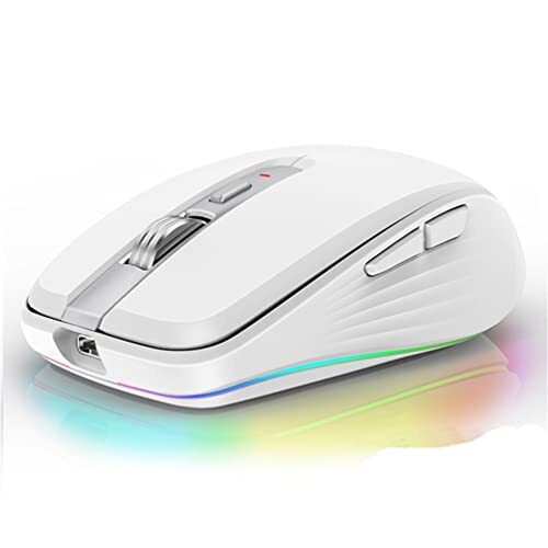 Nc BT 5.1 Draadloze Magic Mouse Oplaadbare, Silent Multi Arc Touch Muizen Ultradunne, RGB-muis compatibel voor Windows Android IOS Pad Laptop Mac PC Macbook (wit)