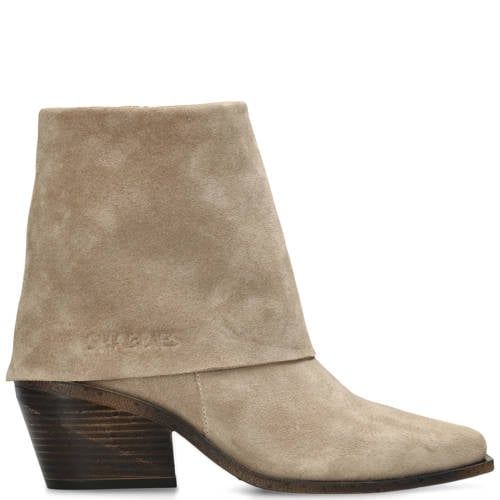 Shabbies Amsterdam Jaira Double Enkellaars Suede Taupe - Maat 36