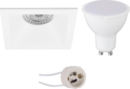 BES LED LED Spot Set - Pragmi Pollon Pro - GU10 Fitting - Inbouw Vierkant - Mat Wit - 6W - Natuurlijk Wit 4200K - Verdiept - 82mm