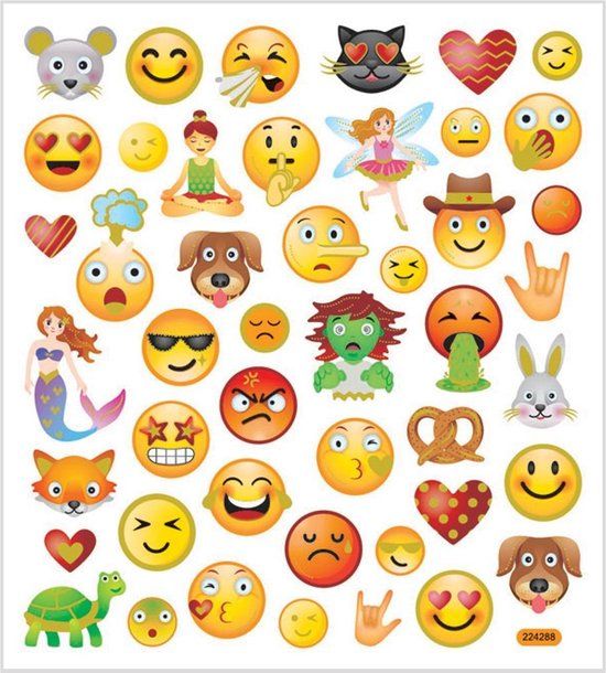 Emoji Stickers - 46 Stickers - 15x16.5 cm - Multicolor - Paper
