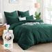 TRANKIELO® - Ensemble de literie 3 pièces 200 x 220 cm - Coton vert foncé - Certifié Oeko-Tex avec fermeture éclair