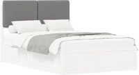 vidaXL Bedframe met gevoerd hoofdeinde, lichtgrijs, 120 x 190 cm