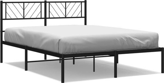 vidaXL Bedframe met hoofdbord metaal zwart 120x190 cm
