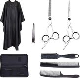 Jungle Goods Kappersset - 9-Delige - Uitdunschaar - Rechtshandig - Kappersmantel - Kappersschaar