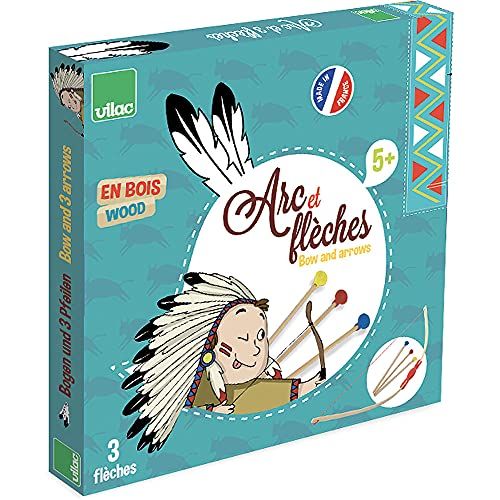 Vilac 2912 Boog en 3 pijlen en doel in doos - Verschillende kleuren