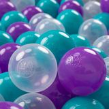 KiddyMoon 700 x 7 cm, ballenbad speelballen, made in EU, turquoise, paars, clear