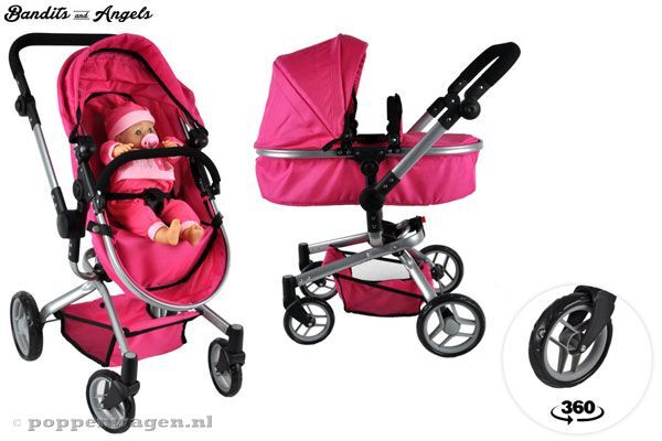 Bandits & Angels Bandits and Angels Pink Angel 2in1 poppenwagen