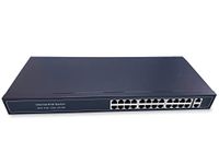 Elfcam® - 24 PoE-poorten Ethernet Switch met 2 Gigabit Ethernet Uplink 10/100/1000 Mbps, Plug & Play onbeheerd, robuust metaal (24 PoE-poorten)