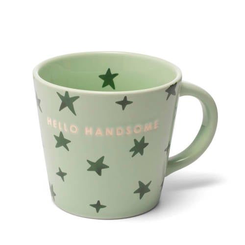 Vondels cappuccino mok stars HELLO HANDSOME green (250 ml)