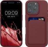 kwmobile telefoonhoesje geschikt voor Apple iPhone 16 Pro - Hoesje met pasjeshouder - TPU case in wijnrood