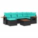 vidaXL 7-delige Loungeset met kussens, polyrattan, zwart