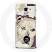 Maniacase Hoesje voor Samsung Galaxy A6 2018 Pitbull hond wit
