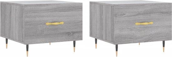 vidaXL Salontafels 2 stuks 50x50x40 cm bewerkt hout grijs sonoma eiken