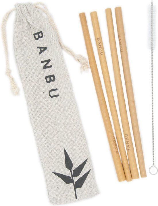 Banbu Bamboe Rietjes - 4 stuks incl. reiniger
