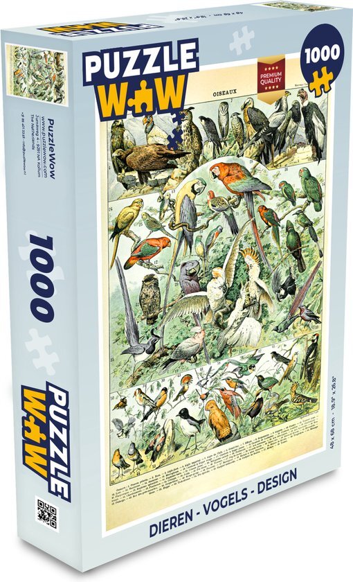 MuchoWow Puzzel Dieren - Vintage - Adolphe Millot - Vogels - Design - Legpuzzel - Puzzel 1000 stukjes volwassenen - Sinterklaas cadeautjes - Sinterklaas voor grote kinderen