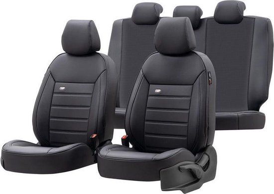 Otom Stoelhoezenset Premium Leer/textiel Zwart 11-delig