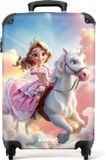 NoBoringSuitcases.com Kinderkoffer meisje Prinses op witte eenhoorn