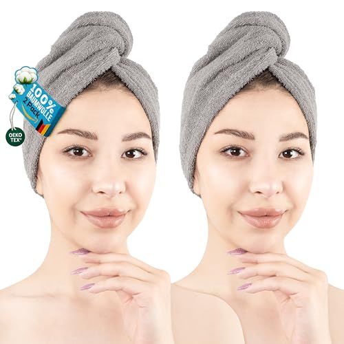 Hammetex Haarhanddoek 2-delige Set met Knoop, 100% Katoen