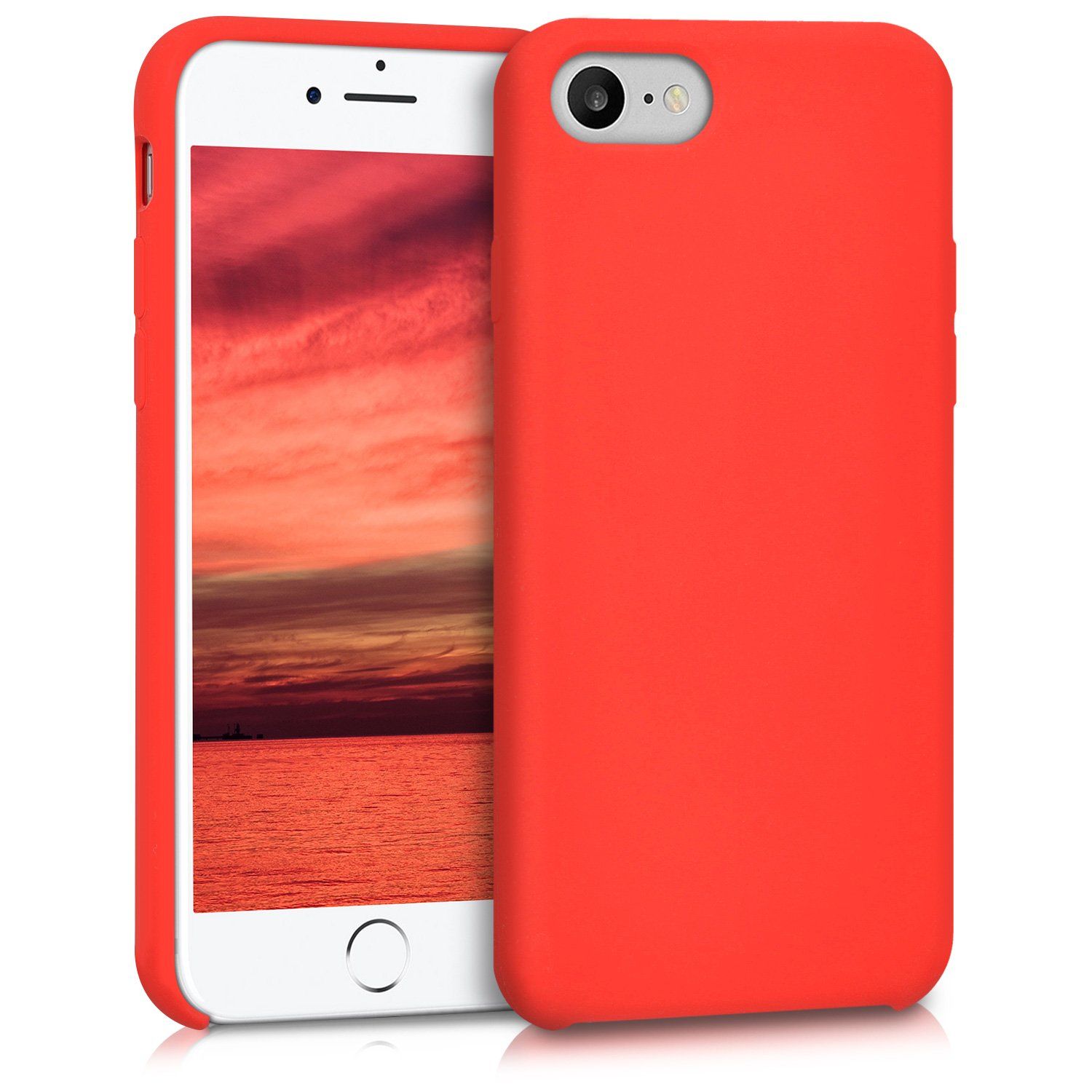 kwmobile telefoonhoesje geschikt voor Apple iPhone SE (2022) / iPhone SE (2020) / iPhone 8 / iPhone 7 - Hoesje met siliconen coating - Smartphone case in rood