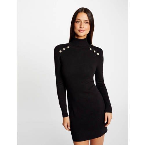 Morgan gebreide bodycon jurk zwart - Vrouwen - Katoen - Lange mouw - Casual - Herfst/Winter 2023