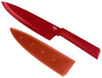 KUHN RIKON COLORI+ koksmes recht lemmet met lemmetbescherming, anti-aanbaklaag, roestvrij staal, 30 cm, rood