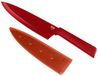 KUHN RIKON COLORI+ koksmes recht lemmet met lemmetbescherming, anti-aanbaklaag, roestvrij staal, 30 cm, rood