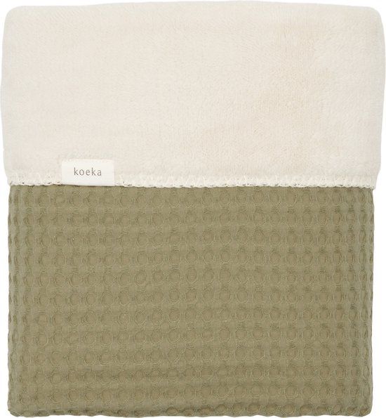 Koeka Oslo Ledikantdeken - Wafelstof met Teddy - Groen - 100x150 cm
