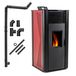 THUNDER VAYNE-RED 13 kW avec WiFi, thermostat, télécommande et kit de conduit de fumée, poêle à granulés hydro THUNDER