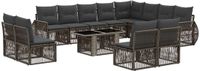 vidaXL Tuinbank - Set - 13-delig - Grijs en Donkergrijs - Polyrattan