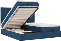 vidaXL Lit coffre avec matelas et LED 160x200cm Tissu Bleu