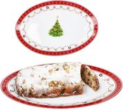 MamboCat 2-delig Kerstdroom bord ovaal van porselein