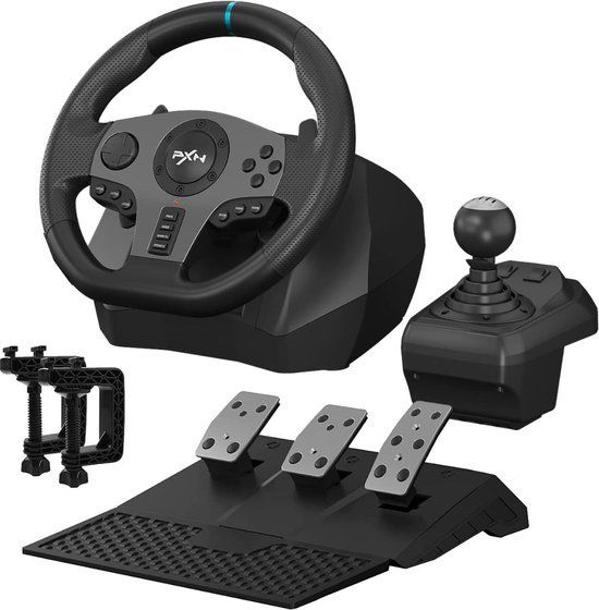 PXN V9 Race Stuur - Met Pedalen en Shifter - 270/900° - Game Stuur - Geschikt voor PS4 - Xbox One - PC - Xbox Series X|S - PS3 - Met App