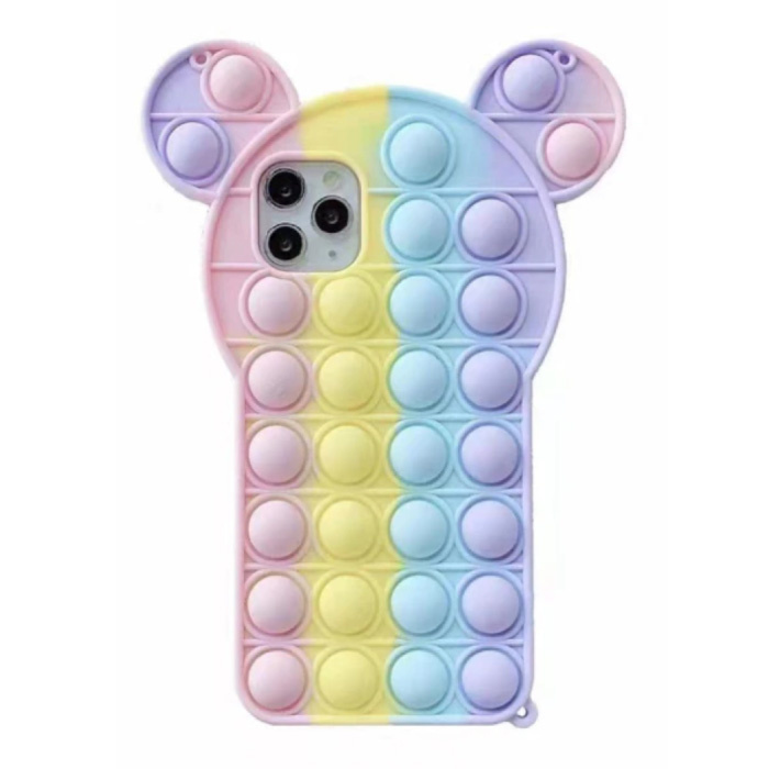 N1986N N1986N iPhone 7 Plus Pop It Hoesje - Silicone Bubble Toy Case Anti Stress Cover Regenboog