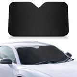 +PWR Car Parts Zonneklep van aluminium voor de voorkant, matzwart, maat M, 130 x 70 cm